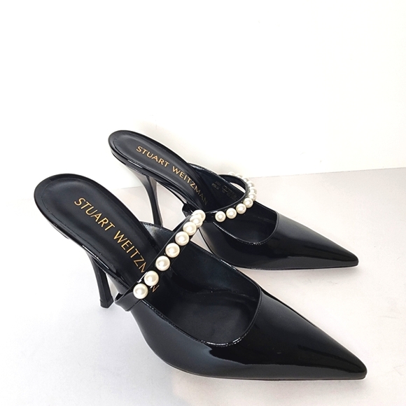 Stuart weitzman Goldie 100 Pearl Studded Slip on Mule in...
